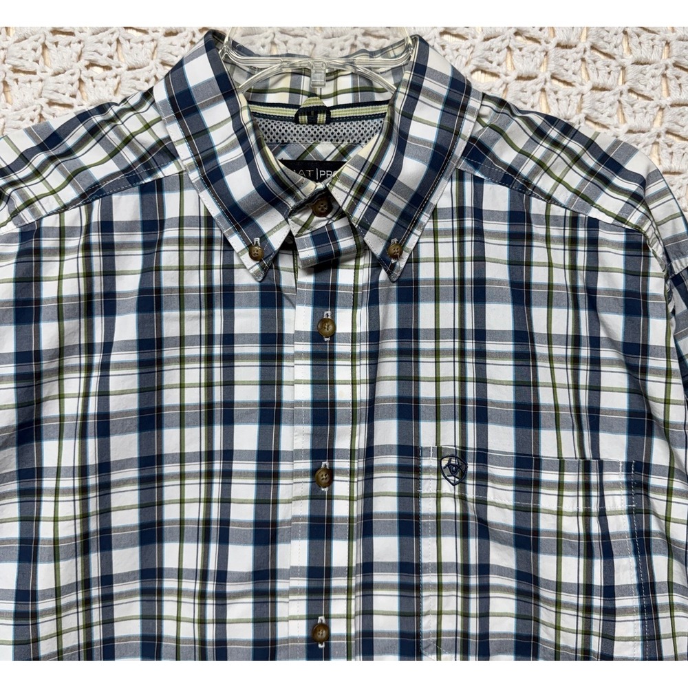 Ariat Pro Series Shirt Mens L Multicolor Check Long Sleeve Button Down Western